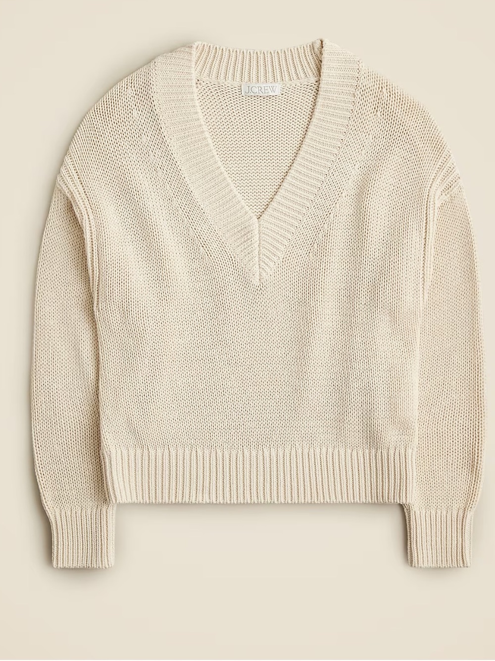 J.Crew Relaxed V-Neck Sweater 100% Cotton Size L NWT
